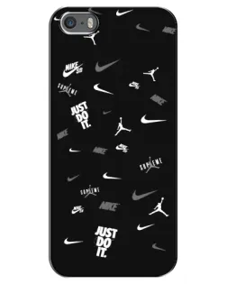 Чехол для iPhone 5 / 5s / SE с картинкой «Nike Black Pattern»