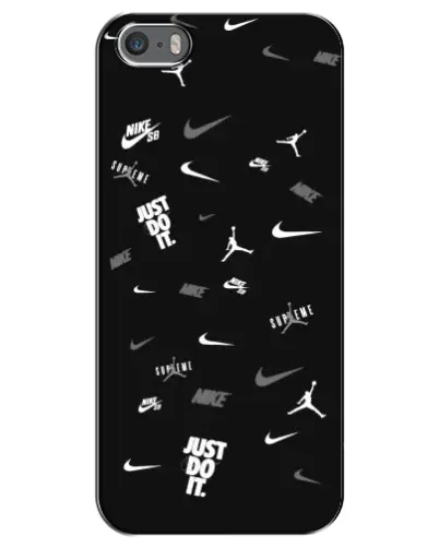 Чехол для iPhone 5 / 5s / SE с картинкой «Nike Black Pattern»