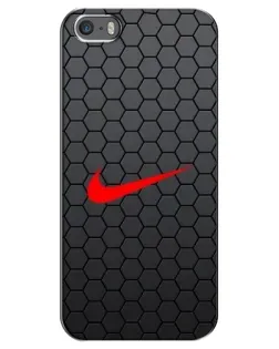 Чехол для iPhone 5 / 5s / SE с картинкой «Nike — карбоновая сетка»