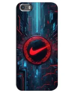 Чехол для iPhone 5 / 5s / SE с картинкой «Техногенный стиль Nike»