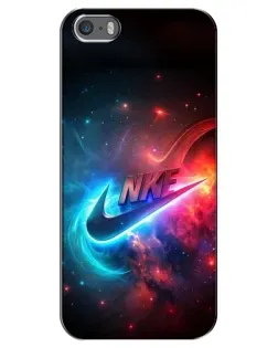 Чехол для iPhone 5 / 5s / SE с картинкой «Огненный логотип Nike»