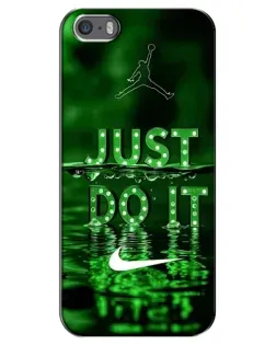 Чехол для iPhone 5 / 5s / SE с картинкой «Зеленый неоновый Nike»