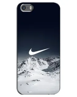 Чехол для iPhone 5 / 5s / SE с картинкой «Nike — зимние горы»