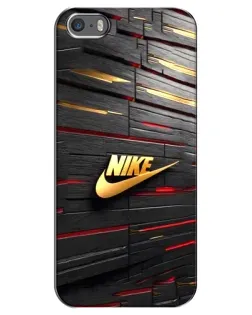 Чехол для iPhone 5 / 5s / SE с картинкой «Золотой Nike на металле»