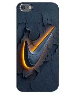 Чехол для iPhone 5 / 5s / SE с картинкой «Объемный логотип Найк»