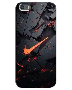 Чехол для iPhone 5 / 5s / SE с картинкой «Nike — эффект разломов»