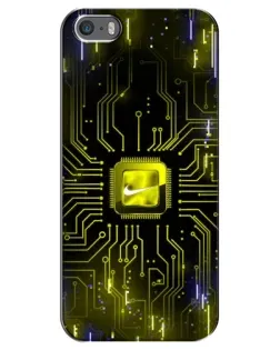 Чехол для iPhone 5 / 5s / SE с картинкой «Nike — золотая искра»