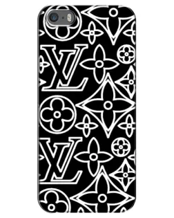 Чехол для iPhone 5 / 5s / SE с картинкой «Черно-белый узор LV»