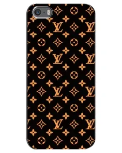 Чехол для iPhone 5 / 5s / SE с картинкой «Золотая монограмма LV»