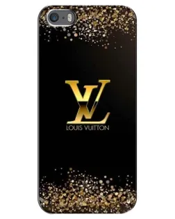 Чехол для iPhone 5 / 5s / SE с картинкой «LV — золотые искры»