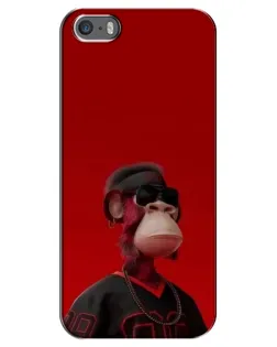 Чехол для iPhone 5 / 5s / SE с картинкой «Bored Ape в красном»