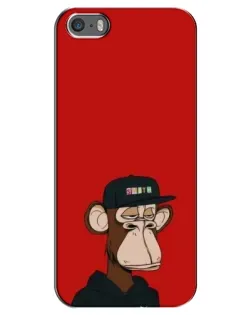 Чехол для iPhone 5 / 5s / SE с картинкой «Bored Ape — красный фон»