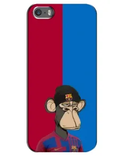 Чехол для iPhone 5 / 5s / SE с картинкой «Bored Ape — фанат Барсы»