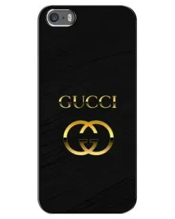 Чехол для iPhone 5 / 5s / SE с картинкой «Золотой логотип Gucci»