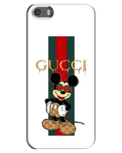 Чехол для iPhone 5 / 5s / SE с картинкой «Микки Маус Gucci — полосы»