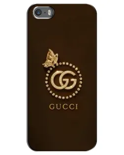 Чехол для iPhone 5 / 5s / SE с картинкой «Gucci — золотая бабочка»