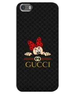 Чехол для iPhone 5 / 5s / SE с картинкой «Минни Маус Gucci — черный»