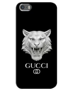 Чехол для iPhone 5 / 5s / SE с картинкой «Gucci — серебряный лев»