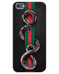 Чехол для iPhone 5 / 5s / SE с картинкой «Gucci — змея на полосе»