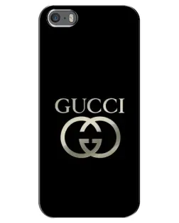 Чехол для iPhone 5 / 5s / SE с картинкой «Gucci — золото на черном»