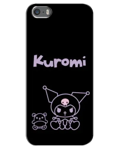 Чехол для iPhone 5 / 5s / SE с картинкой «Kuromi — черный минимализм»