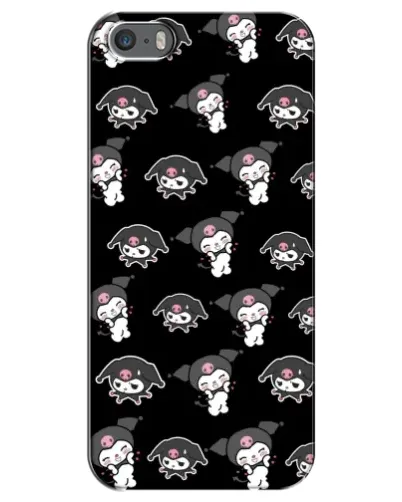 Чехол для iPhone 5 / 5s / SE с картинкой «Черный паттерн Kuromi»