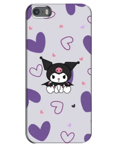 Чехол для iPhone 5 / 5s / SE с картинкой «Kuromi и лавандовые сердца»