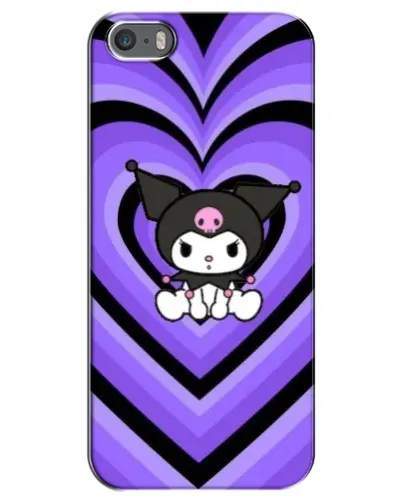 Чехол для iPhone 5 / 5s / SE с картинкой «Kuromi и фиолетовые сердца»