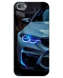 Чохол для iPhone 5 / 5s / SE з картинкою «Погляд BMW з синіми фарами»