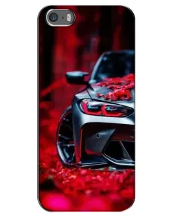 Чехол для iPhone 5 / 5s / SE с картинкой «Спортивная BMW и цветы»