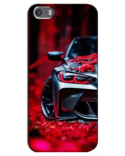 Чехол для iPhone 5 / 5s / SE с картинкой «Спортивная BMW и цветы»