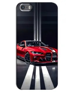 Чехол для iPhone 5 / 5s / SE с картинкой «Красная BMW на дороге»