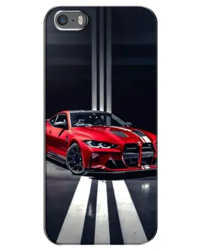 Чехол для iPhone 5 / 5s / SE с картинкой «Красная BMW на дороге»