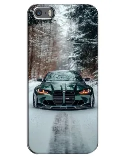 Чехол для iPhone 5 / 5s / SE с картинкой «BMW в зимнем лесу»