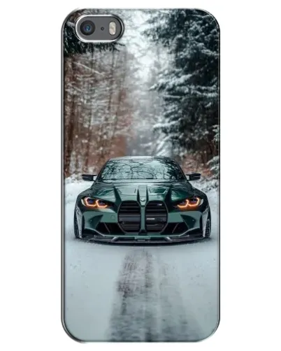 Чехол для iPhone 5 / 5s / SE с картинкой «BMW в зимнем лесу»