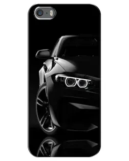 Чехол для iPhone 5 / 5s / SE с картинкой «Черная BMW — профиль»