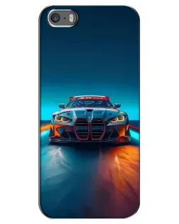 Чехол для iPhone 5 / 5s / SE с картинкой «BMW — огни неона»