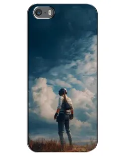 Чохол для iPhone 5 / 5s / SE з картинкою «Герой PUBG на скелі»