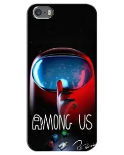 Чохол для iPhone 5 / 5s / SE з картинкою «Червоний імпостер — макро»