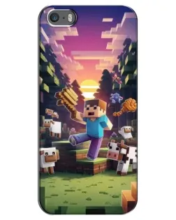Чехол для iPhone 5 / 5s / SE с картинкой «Стив на ферме» Чехол для iPhone 5 / 5s / SE с картинкой «Стив на ферме»