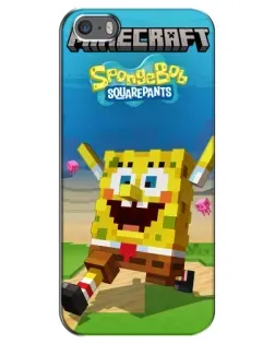 Чехол для iPhone 5 / 5s / SE с картинкой «Губка Боб Minecraft»