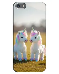 Чехол для iPhone 5 / 5s / SE с картинкой «Пара единорогов»