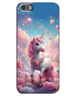 Чехол для iPhone 5 / 5s / SE с картинкой «Единорог среди облаков»