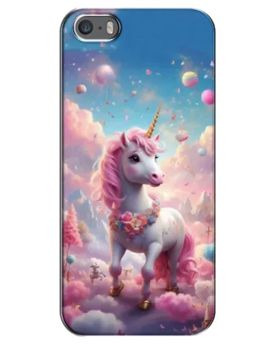 Чехол для iPhone 5 / 5s / SE с картинкой «Единорог среди облаков»