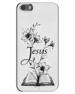 Чохол для iPhone 5 / 5s / SE з картинкою «Квіти та Біблія»
