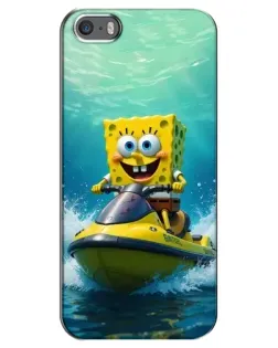 Чехол для iPhone 5 / 5s / SE с картинкой «Спанч Боб на гидроцикле» Чехол для iPhone 5 / 5s / SE с картинкой «Спанч Боб на гидроцикле»