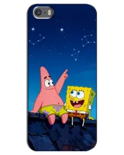 Чохол для iPhone 5 / 5s / SE з картинкою «Губка Боб та Патрік вночі»