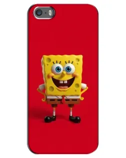 Чохол для iPhone 5 / 5s / SE з картинкою «Спанч Боб на червоному»