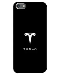 Чохол для iPhone 5 / 5s / SE з картинкою «Tesla White Logo»
