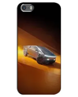 Чохол для iPhone 5 / 5s / SE з картинкою «Cybertruck у пустелі»